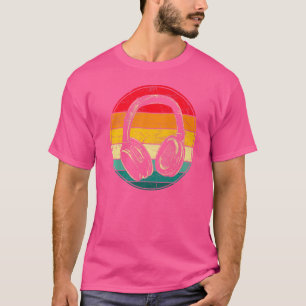 Camiseta Produtor de Música Retro DJ Fones de Ouvido Vintag