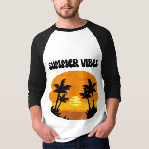 Camiseta Produtos Gráficos de Pôr do Sol Tropical Vibrações