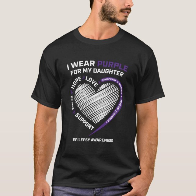 Camiseta Produtos Mãe Pai Filha Roxa Epilepsia Awarenes (Frente)