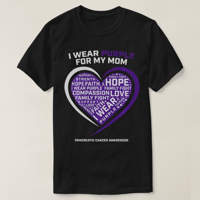 Camiseta Produtos para presentes Mãe Roxo Câncer de pâncrea (Frente do Design)