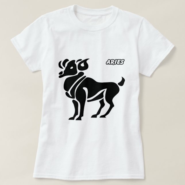 CAMISETA PRODUTOS PRETO E BRANCO DOS HORÓSCOPOS DO ARIES (Frente do Design)