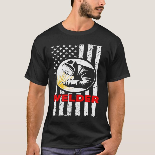 Camiseta Prof. Soldador de Bandeira Americano de Malha Metá (Frente)