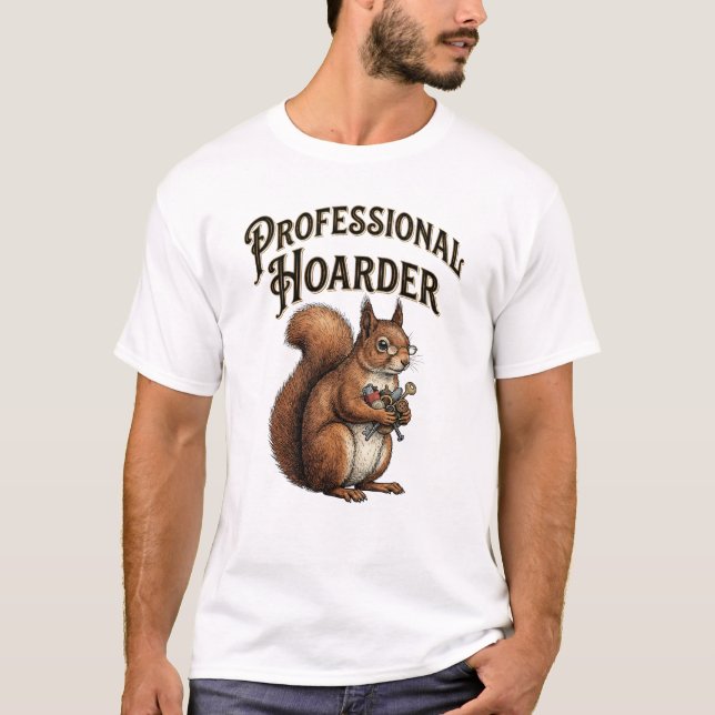 Camiseta Professional Hoarder Funny Vintage Squirrel (Frente)