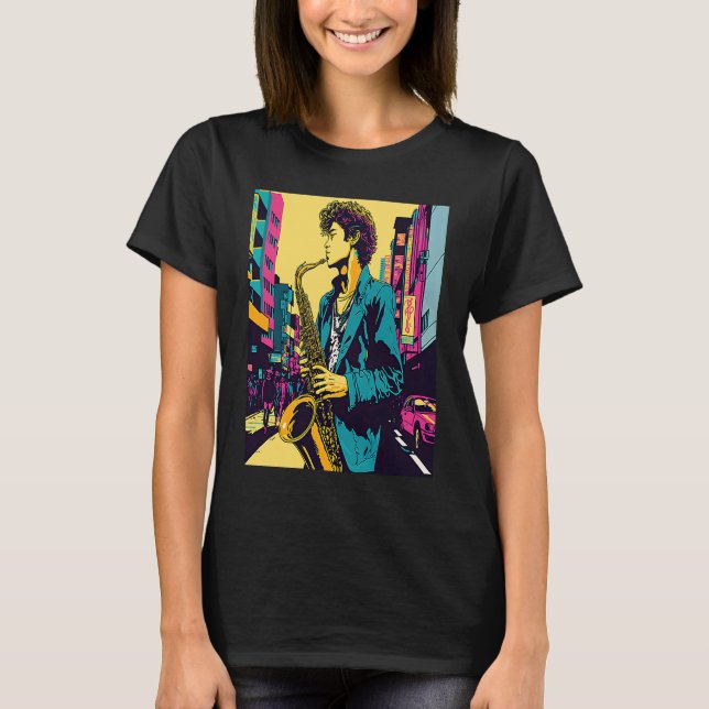 Camiseta Professional Saxophone Musician Retro Pop Saxophon (Frente)