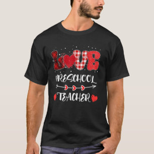 Camiseta Professor Adorável de Pré-Escolas Xadrez do Coraçã