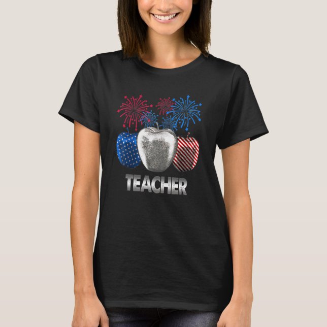 Camiseta Professor Apple Firework American Flag (Frente)