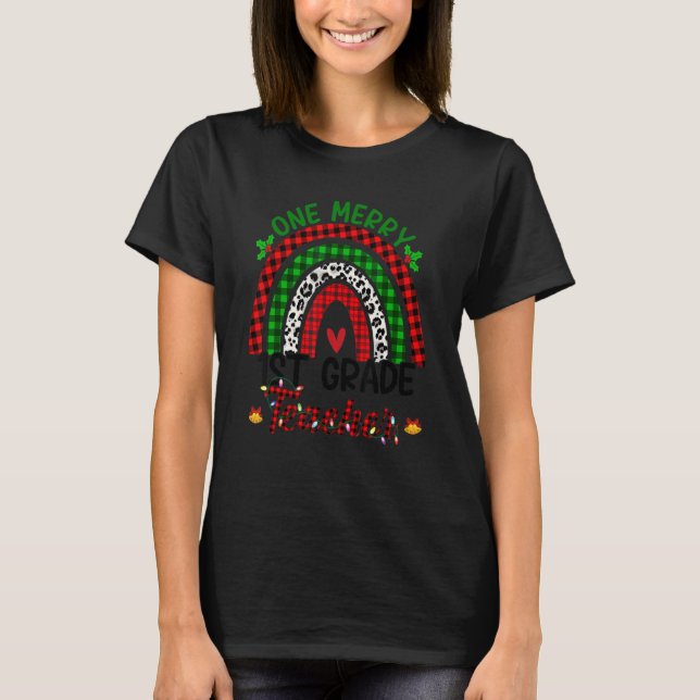 Camiseta Professor Arco-íris Um Alegre Professor do 1º Ano  (Frente)