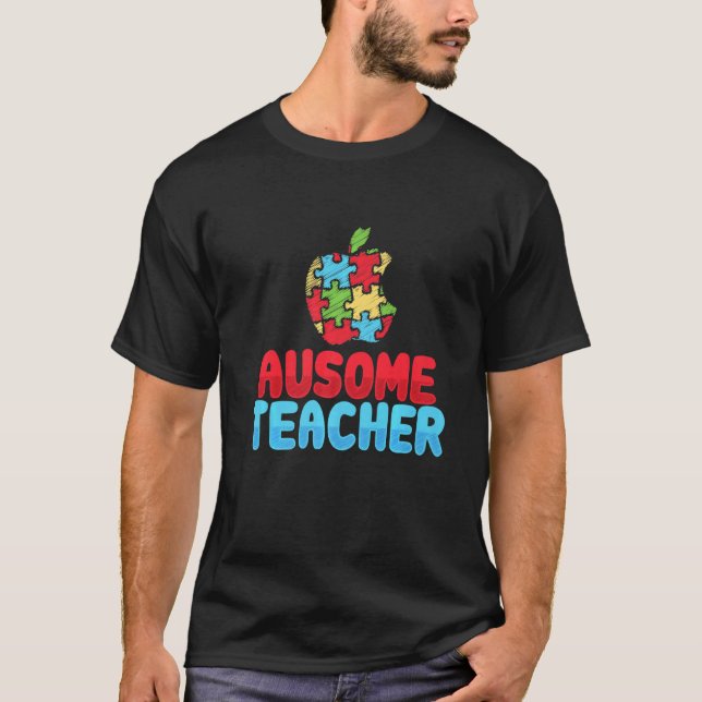 Camiseta Professor Au Some Autismo Professor Quebra-cabeça  (Frente)