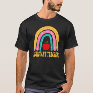 Camiseta Professor Auxiliar Lápis Arco-íris Volta às Aulas