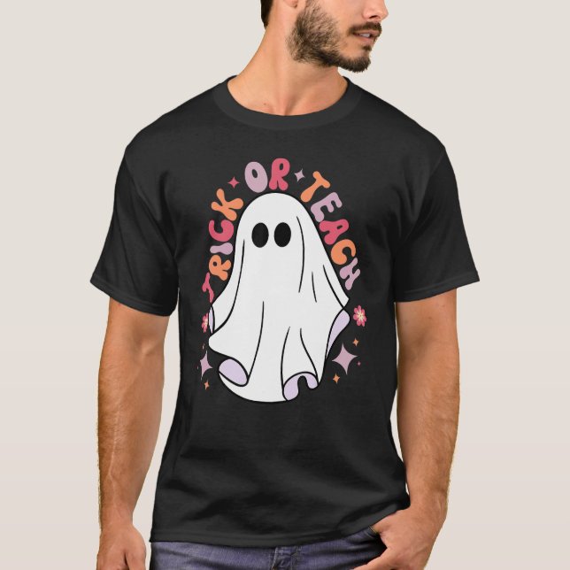 Camiseta Professor bonito Halloween Groovy Ghost Halloween  (Frente)