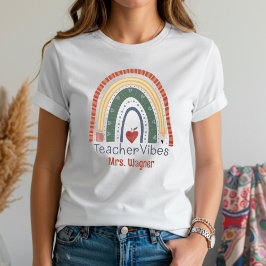 Camiseta Professor Bonito Vibes Rainbow Nome Personalizado