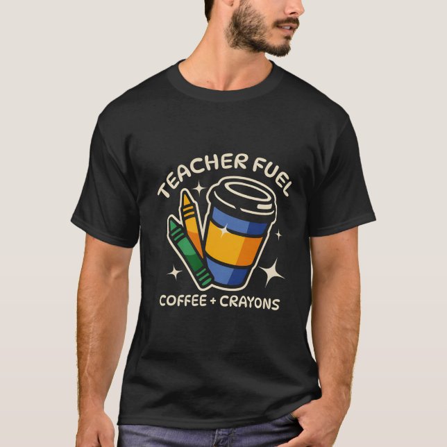 Camiseta Professor Combustível - Café e Crayons Engraçado P (Frente)