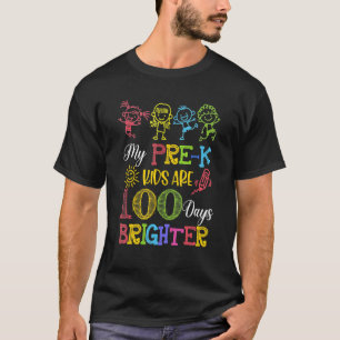 Camiseta Professor Cute Pre K 100 Dias Mais Brilhante 100 D