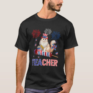 Camiseta Professor Cute Turco Angora 4 de julho Bandeira Am