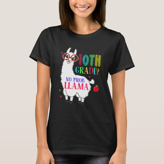 Camiseta Professor da 10ª Série Sem Problema Llama Aplaca D (Frente)