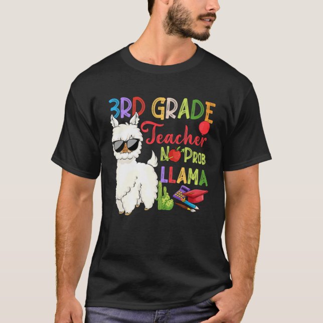 Camiseta Professor Da 3ª Série Sem Prob Lama Funny Llama Ba (Frente)