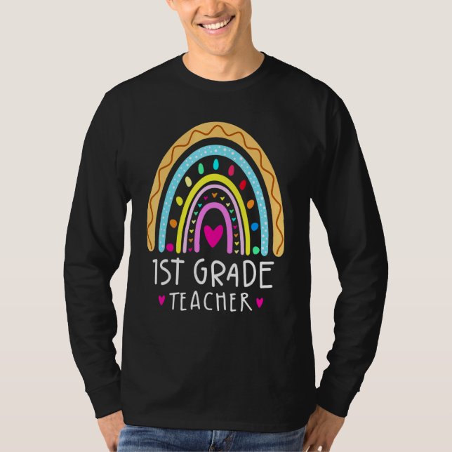Camiseta Professor Da Classe 1rua Leopard Arco-Íris Primeir (Frente)