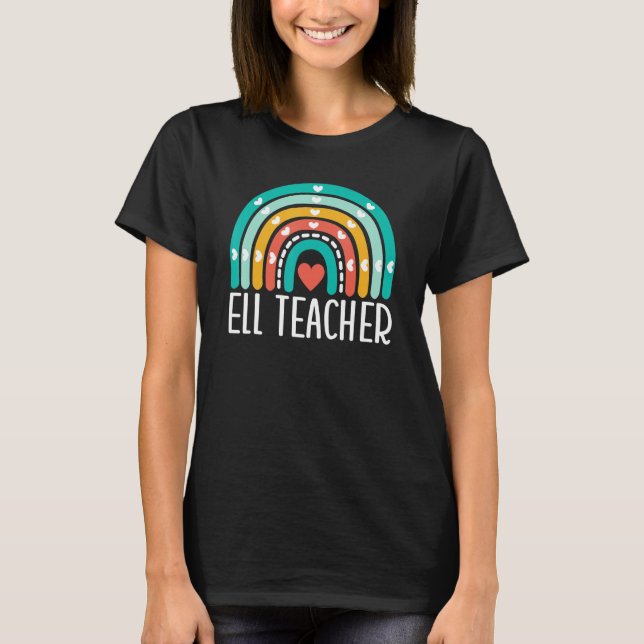Camiseta Professor da ELL Arco-Íris Língua Inglesa Aprender (Frente)