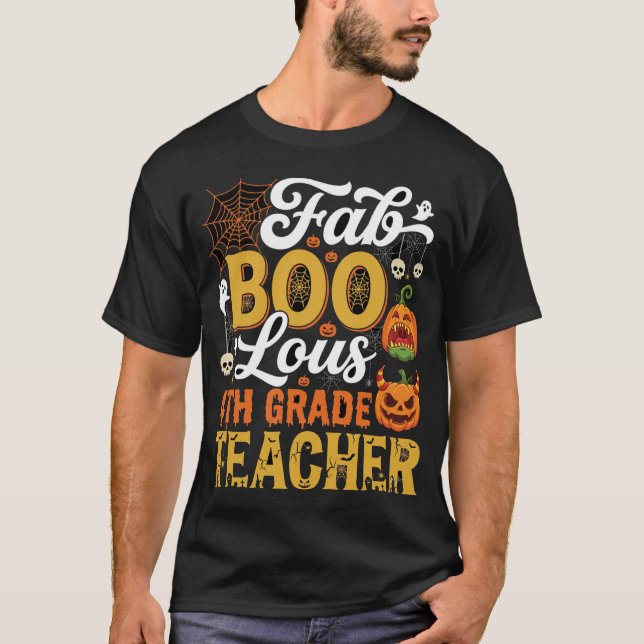 Camiseta Professor de 4ª série Faboolous no Halloween (Frente)