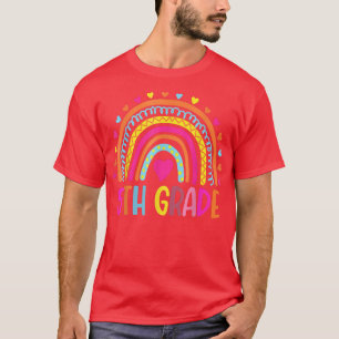 Camiseta Professor de 5 Grau Boho Arco-Íris Estudante No Úl