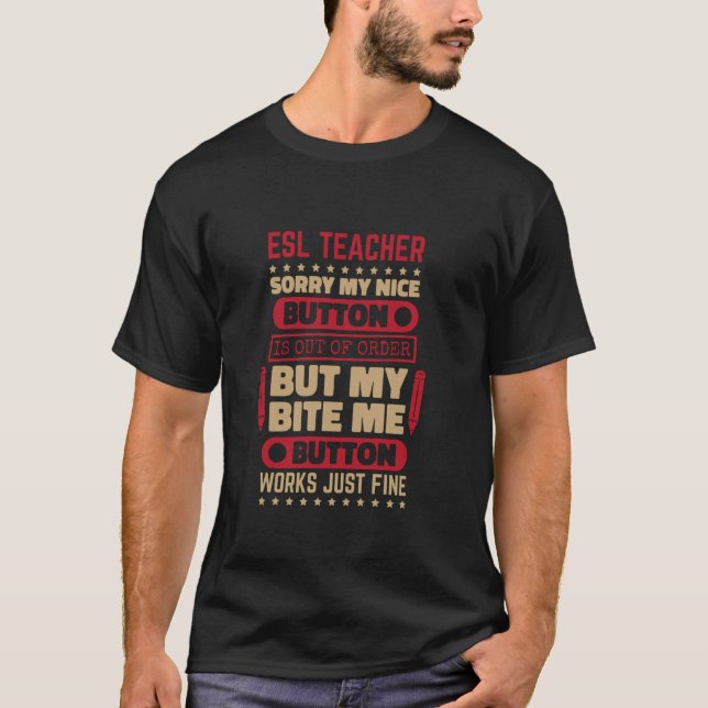 Camiseta Professor de AEP para Botões de Mordida para Inglê (Frente)