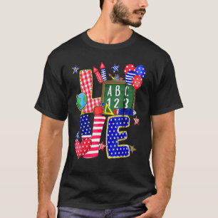 Camiseta Professor De Amor Lápis América Bandeira 4 De Julh