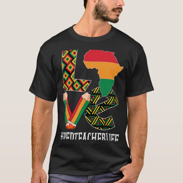 Camiseta Professor de Amor Mapa Africano-Americano Negro Hi (Frente)