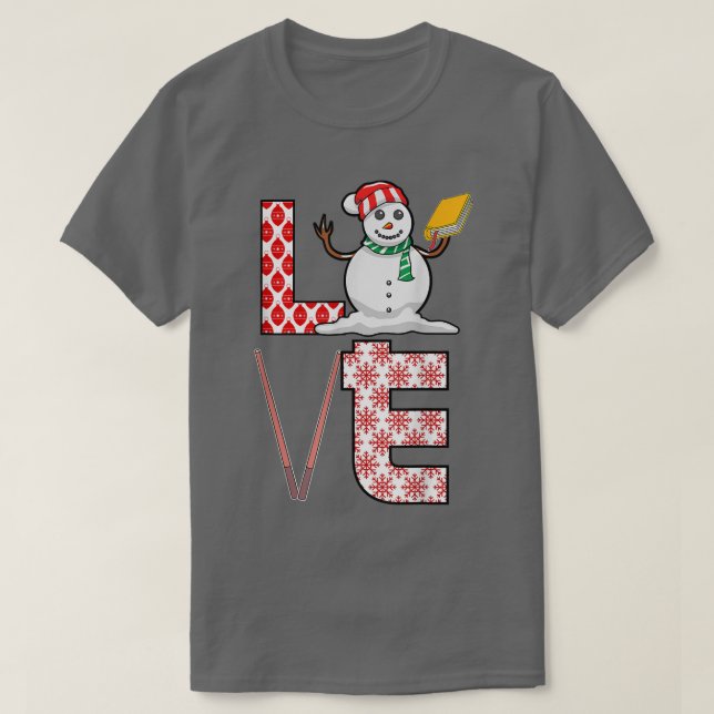 Camiseta Professor de Amor no Natal Snowman Xmas no Profess (Frente do Design)