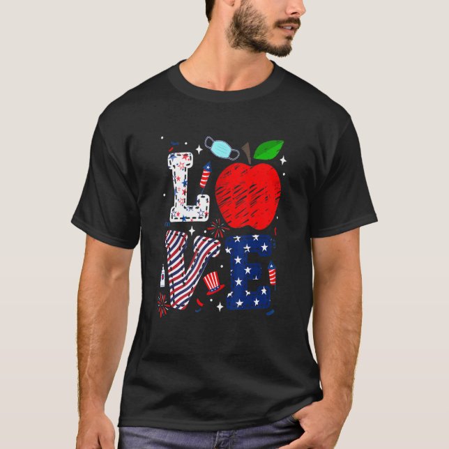 Camiseta Professor de Amor Patriótico 4 de julho Independe  (Frente)