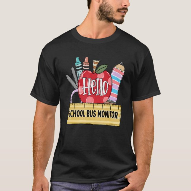 Camiseta Professor de Apple Monitor de Ônibus da escola (Frente)