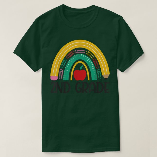 Camiseta Professor de Arco-Íris do 2º ano Alô segundo Gra (Frente do Design)