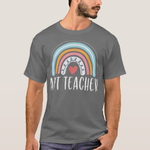 Camiseta Professor de Arte Coração Arco-Íris Cute