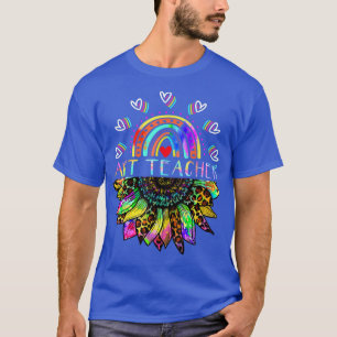 Camiseta Professor De Arte Tie Dye Sunflower Rainbow Back T