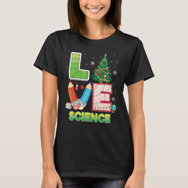 Camiseta Professor de Árvore de Natal Love Science Suado (Frente)