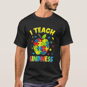 Camiseta Professor de Autismo Eu Ensino Gentileza Puzzle d