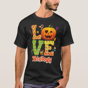 Camiseta Professor de Biologia Amor Abóbora Halloween Doce 