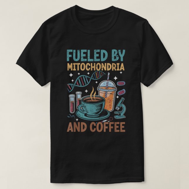 Camiseta Professor de Biologia Ciência Mitocôndria Café (Frente do Design)