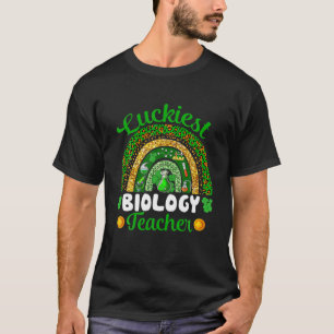 Camiseta Professor de Biologia Mais Sortudo Shamrocks Rainb