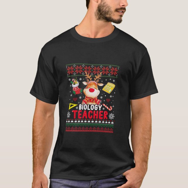 Camiseta Professor de Biologia Reindeer de Natal Suor de Lu (Frente)