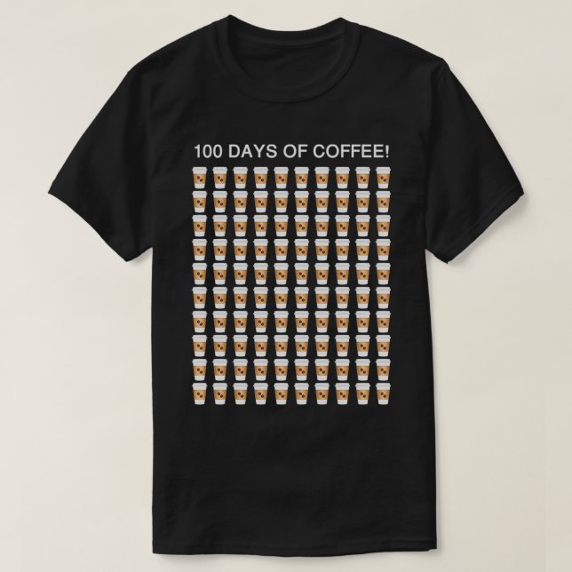 Camiseta Professor de Café 100 Café Copas 100º Dia da Escol (Frente do Design)