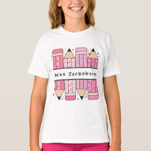 Camiseta Professor de Canvas de Lápis de Nome Personalizado