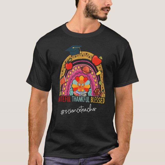Camiseta Professor de Ciência Agradável Leopard Rainbow (Frente)