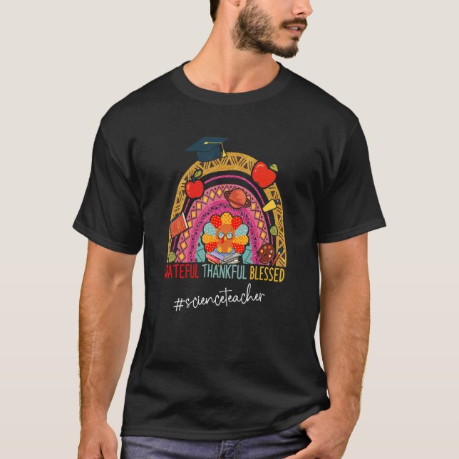 Camiseta Professor de Ciência Agradável Leopard Rainbow (Frente)