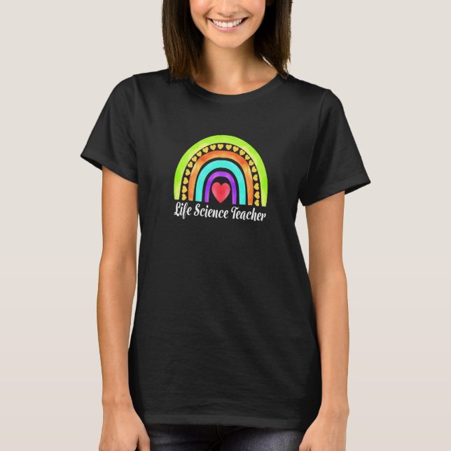Camiseta Professor de Ciência da Vida Hearts & Rainbows Pre (Frente)