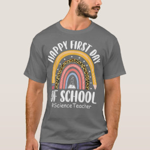 Camiseta Professor de Ciência Leopard Rainbow No Primeiro D