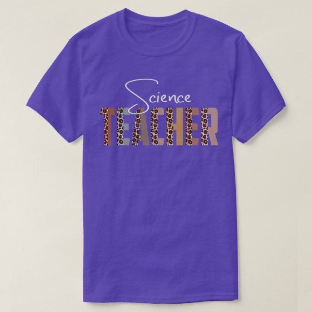 Camiseta Professor de Ciência Leopardo Engraçado Cargo de T (Frente do Design)