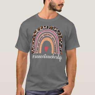 Camiseta Professor de Ciência Life Leopard Rainbow Volta À