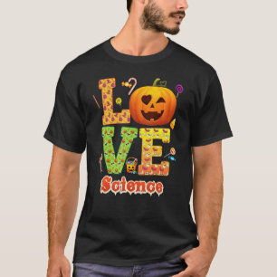 Camiseta Professor de Ciências Amor Abóbora Halloween Doce