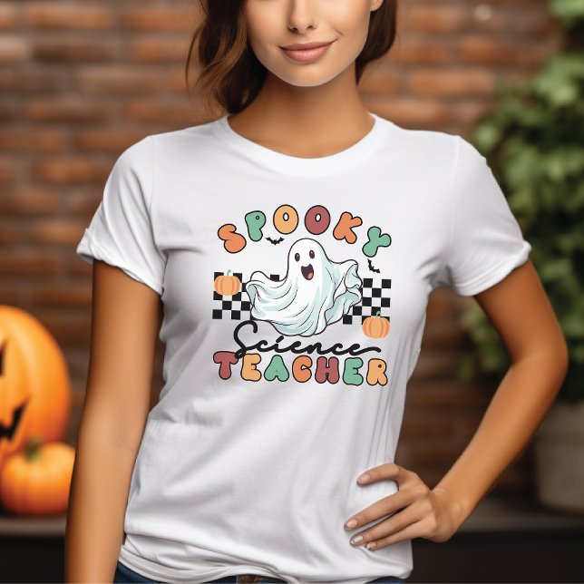 Camiseta Professor de Ciências Spooky Retro Halloween (Criador carregado)