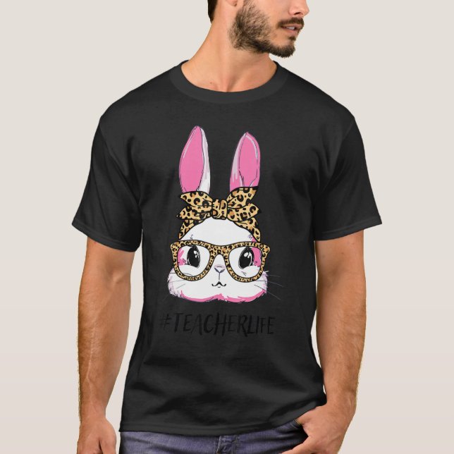 Camiseta Professor de coelhinho bonito Leopard Vidros de fr (Frente)